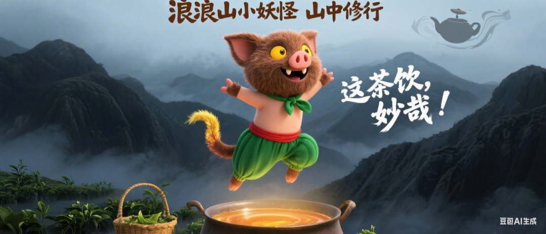 1小时用AI工具搞定一支《浪浪山》风格茶饮广告片